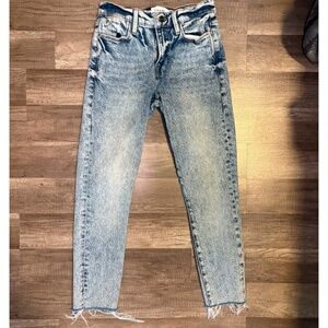 FRAME Le High Skinny Crop Jeans Lombard Wash Raw Hem High Rise Size 25